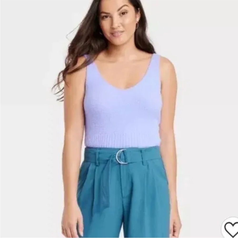 NWT A New Day lavender fuzzy soft long crop top tank - women’s Large